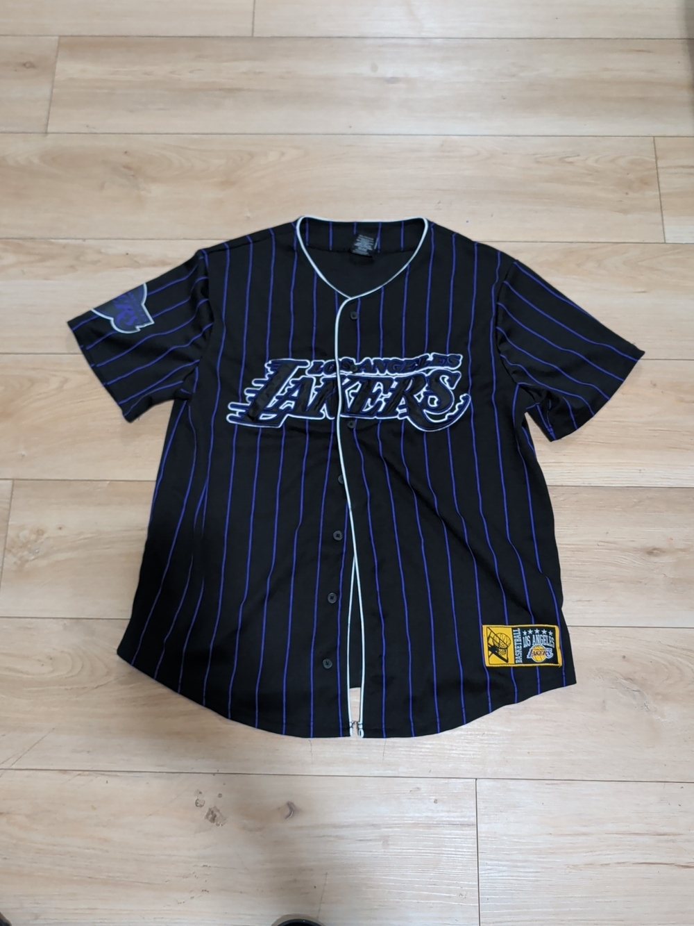 NBA Los Angeles Lakers Black & Purple Pinstripe Jersey